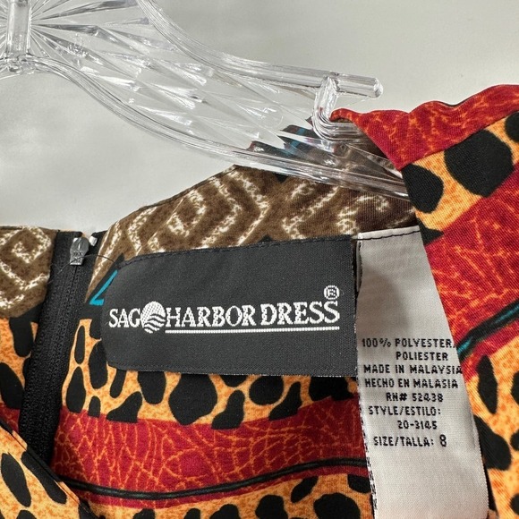 Sag Harbor Dress Brown Leopard V-Neck Sleeveless Sheath Dress Women's Size 8 - Picture 4 of 10